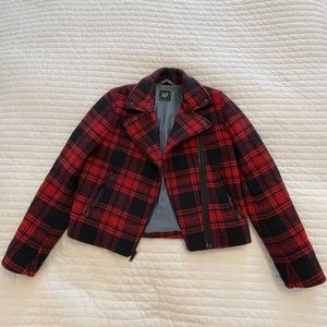 Gap red plaid bomber jacket